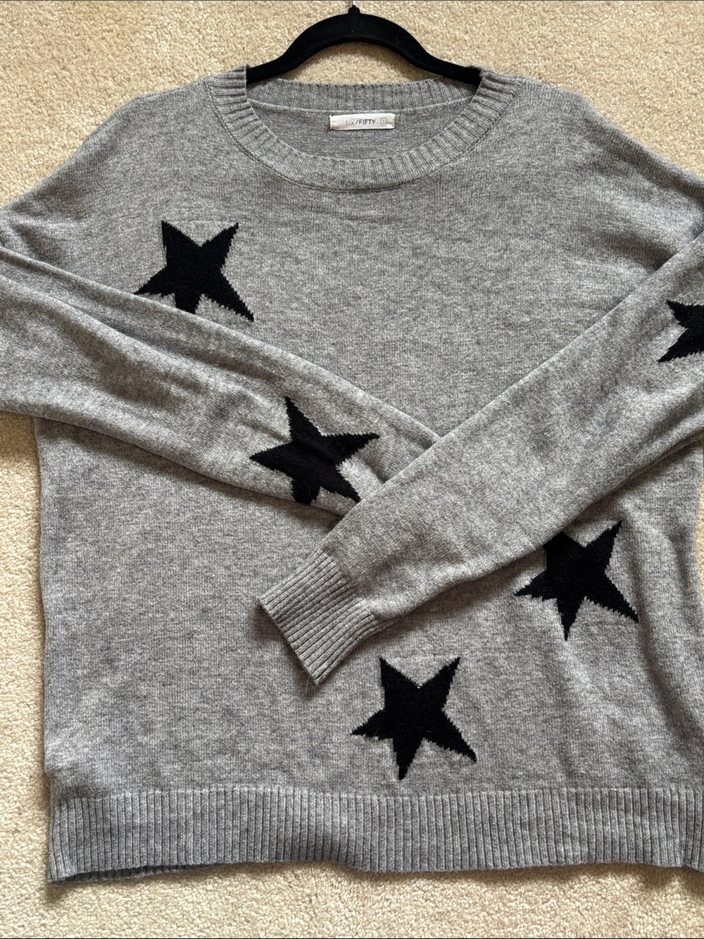 Gray Star Knit Crewneck Sweater